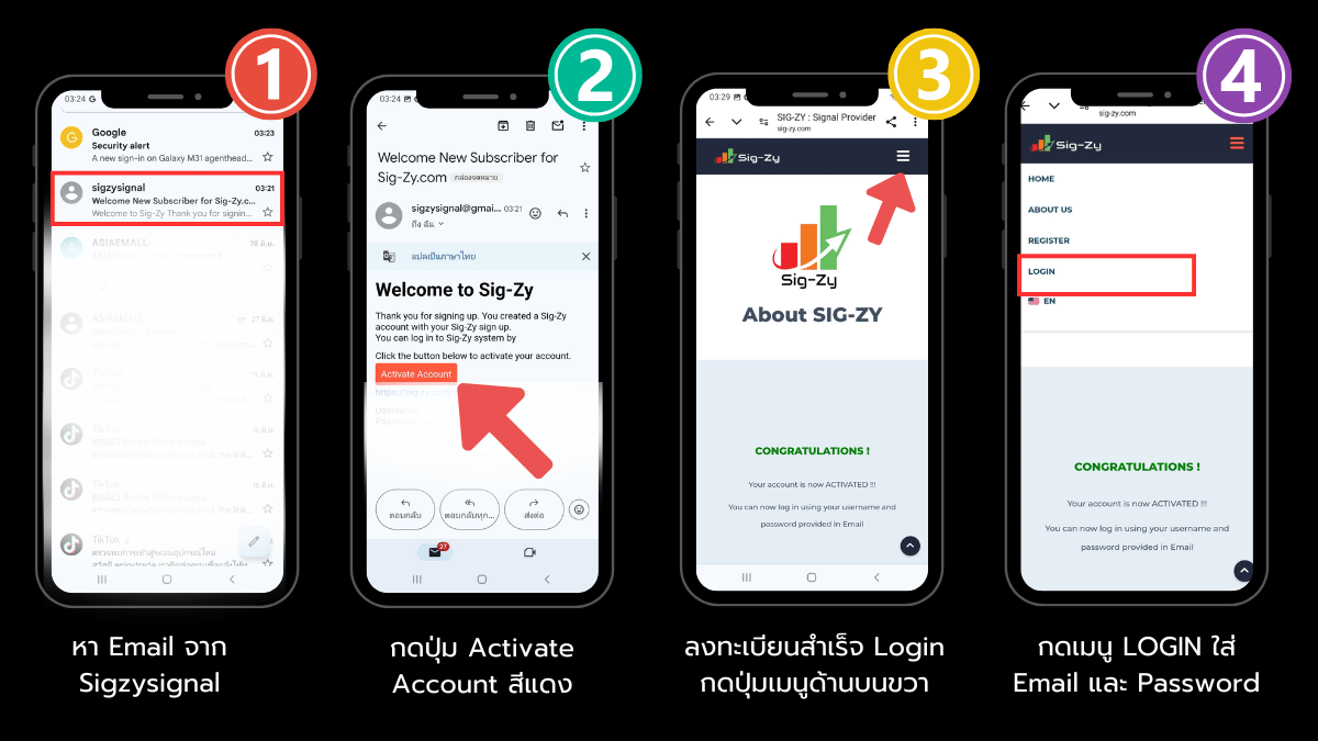 ยืนยัน email เพื่อเข้าใช้ sigzy